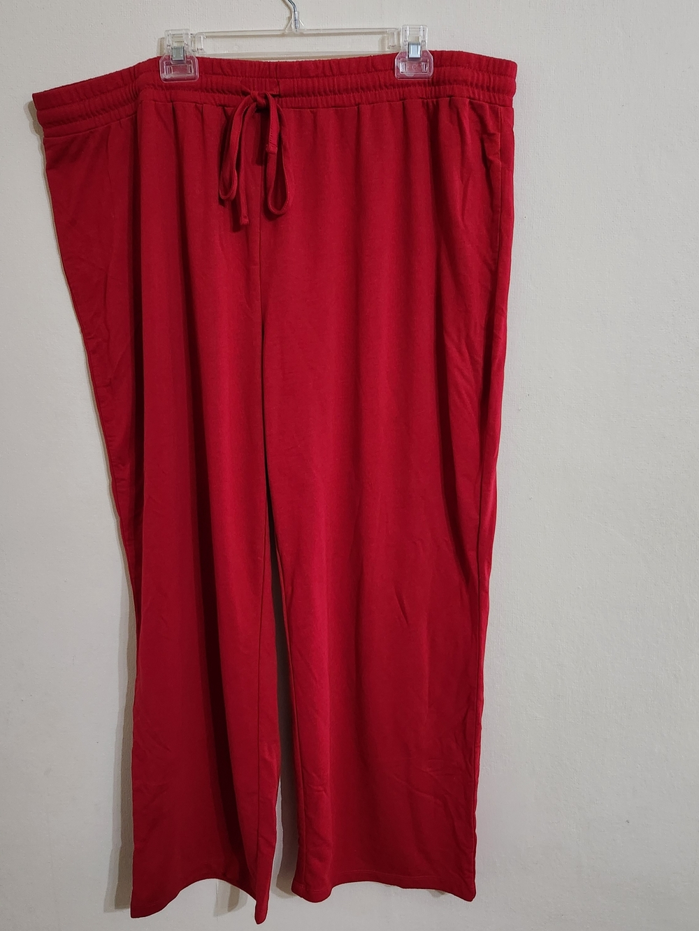 CJ Banks Red Wide Leg Drawstring Pants